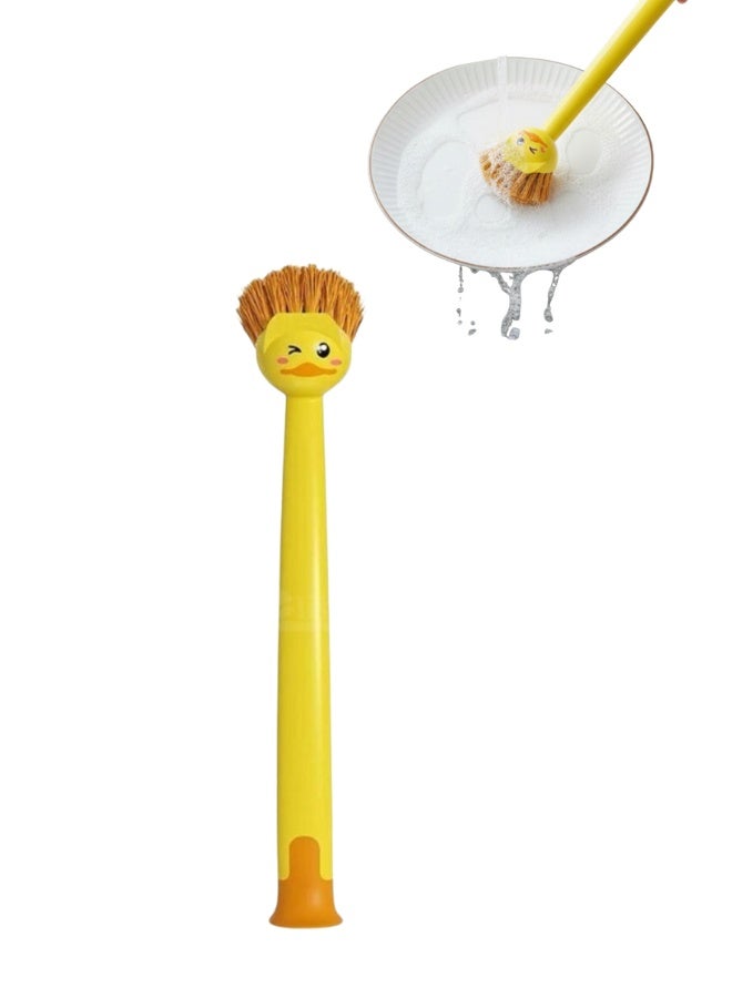 فرشاة تنظيف أطباق المطبخ بقاعدة شفط - مقبض طويل بتصميم مريح لتنظيف الأواني والمقالي والصحون والأحواض، وإزالة البقع والدهون، وتخزين منظم وسهل - Image 1